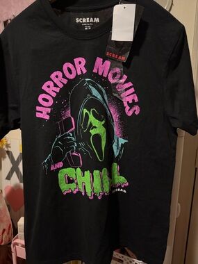 'Horror Movies and Chill' Black Graphic Tee